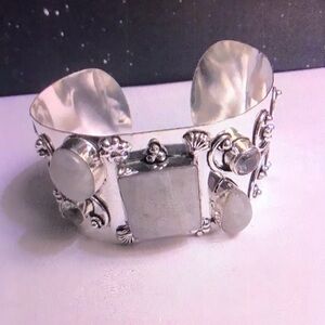 Moonstone Blue Topaz 925 Sterling Silver Cuff Bracelet
